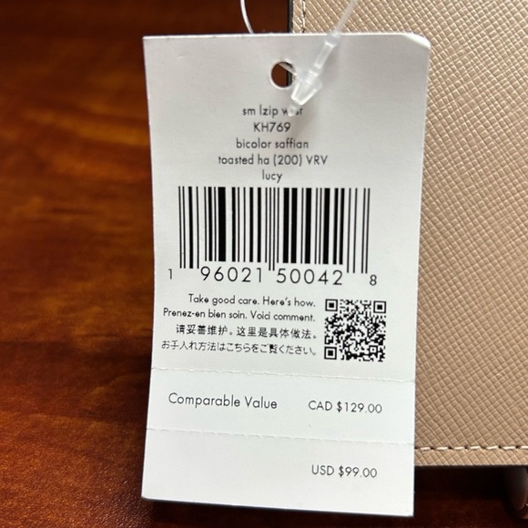 Kate Spade Beige Wristlet L Zip Wallet NWT - Picture 5 of 5